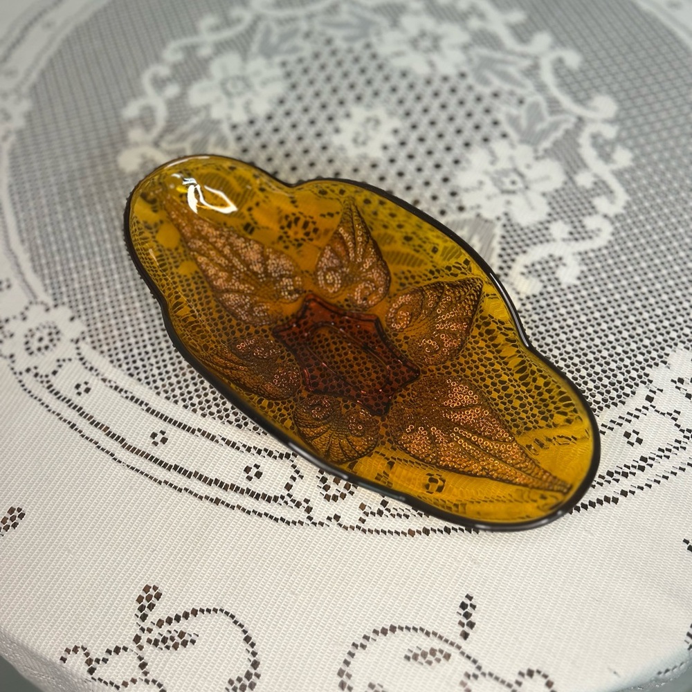Vintage Anchor Hocking Amber Glass Oval Dish